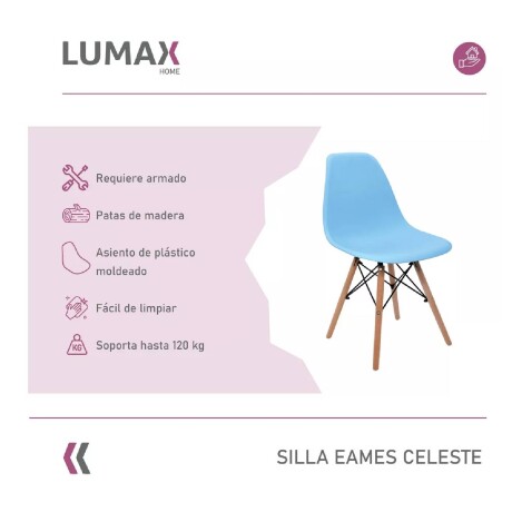 Silla De Comedor Eames Pack 4 Unidades Varios Colores Lumax Azul