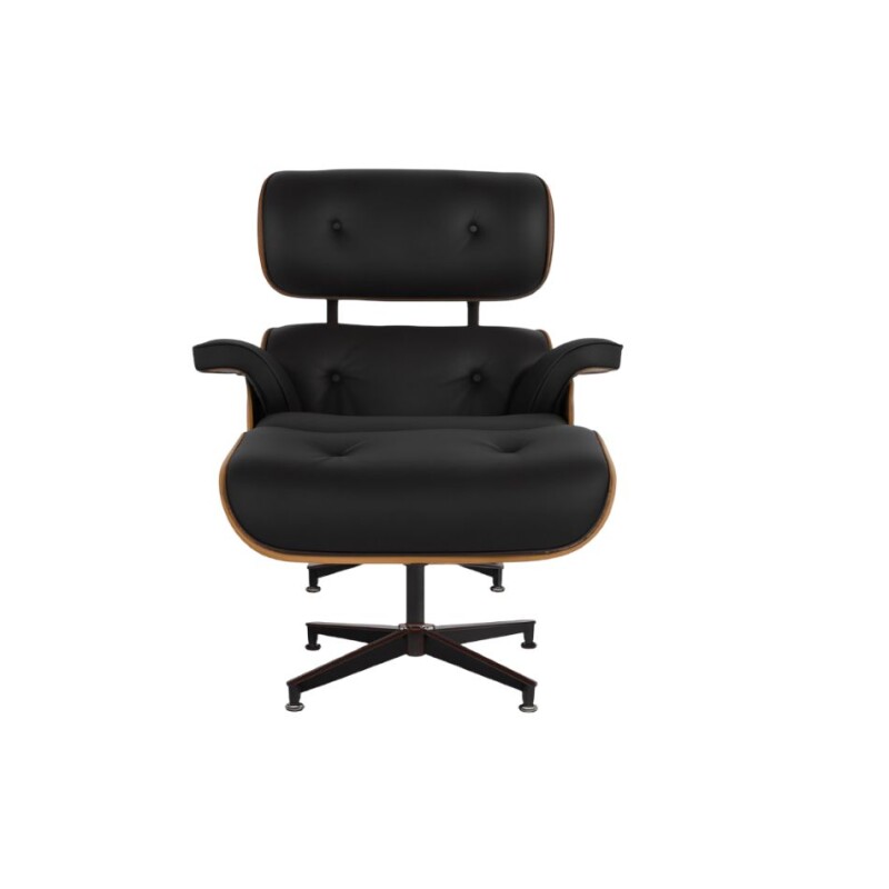 POLTRONA CHARLES EAMES CON APOYA PIE - TAPIZADA EN CUERO NEGRO POLTRONA CHARLES EAMES CON APOYA PIE - TAPIZADA EN CUERO NEGRO