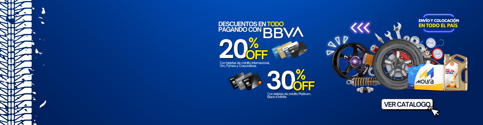 20% OFF BBVA - Cubiertas, llantas, baterias, servicios
