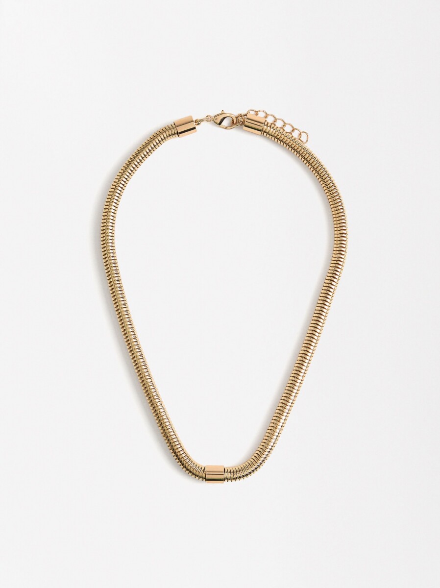 Collar Corto Con Cadena De Serpiente - dorado 