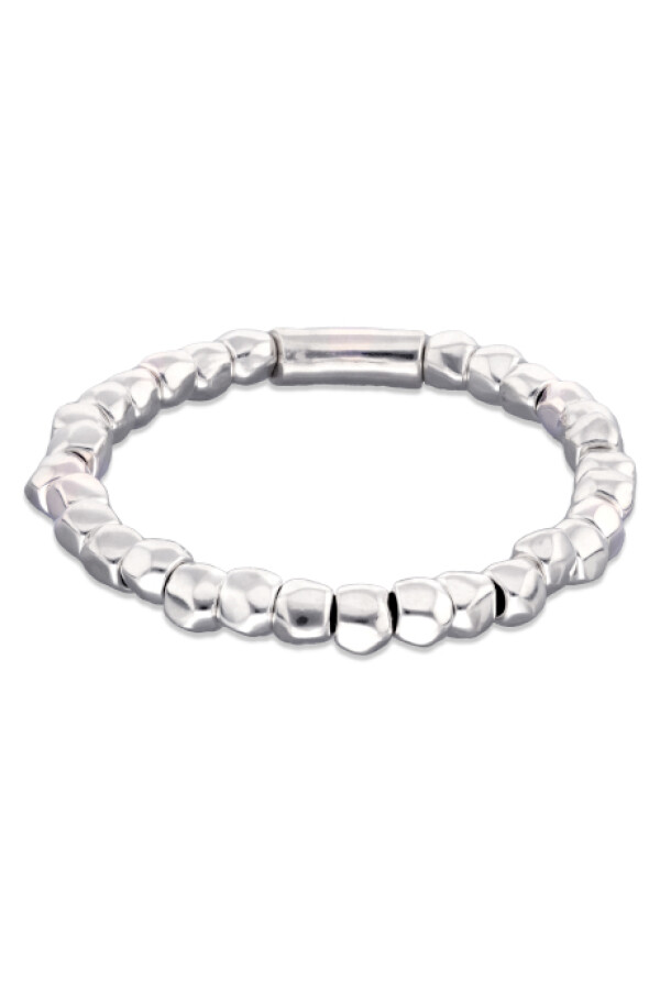 PULSERA ELÁSTICA DE CUENTAS DE ALECIÓN DE METALES BAÑADAS EN PLATA Pulsera