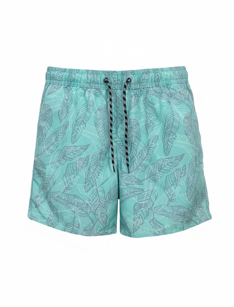Short de baño estampado verde