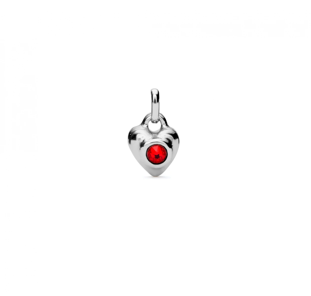 CHARM DE ALEACIÓN DE METALES BAÑADOS EN PLATA DE LEY CON CRISTAL ROJO - Charm 