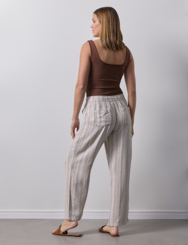 Pantalon Lino BEIGE/MULTI