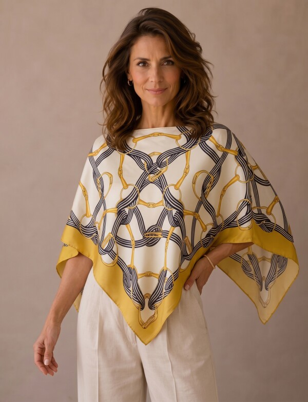 Poncho Saten Cadenas MOSTAZA/MULTI