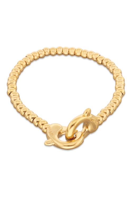 PULSERA DE BOLAS PEQUEÑAS BAÑADO EN ORO 18K CON MOSQUETÓN ENTRELAZADO Pulsera