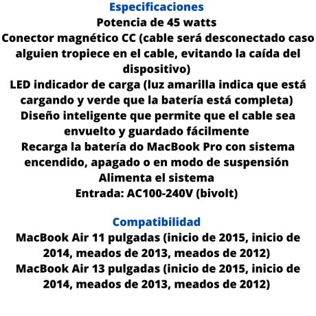 Cargador Apple 45W para Macbook V01