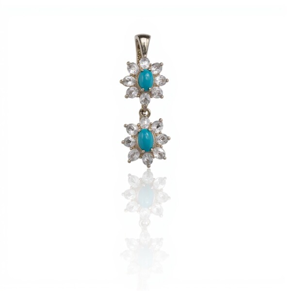 Dije Colgante flor-Plata 925-Piedra zirconia y turquesa-CP3681 sinpiedra