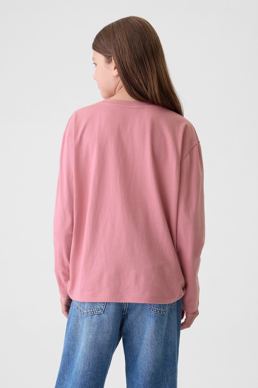 Remera Logo Gráfico Manga Larga Niña Elle Pink