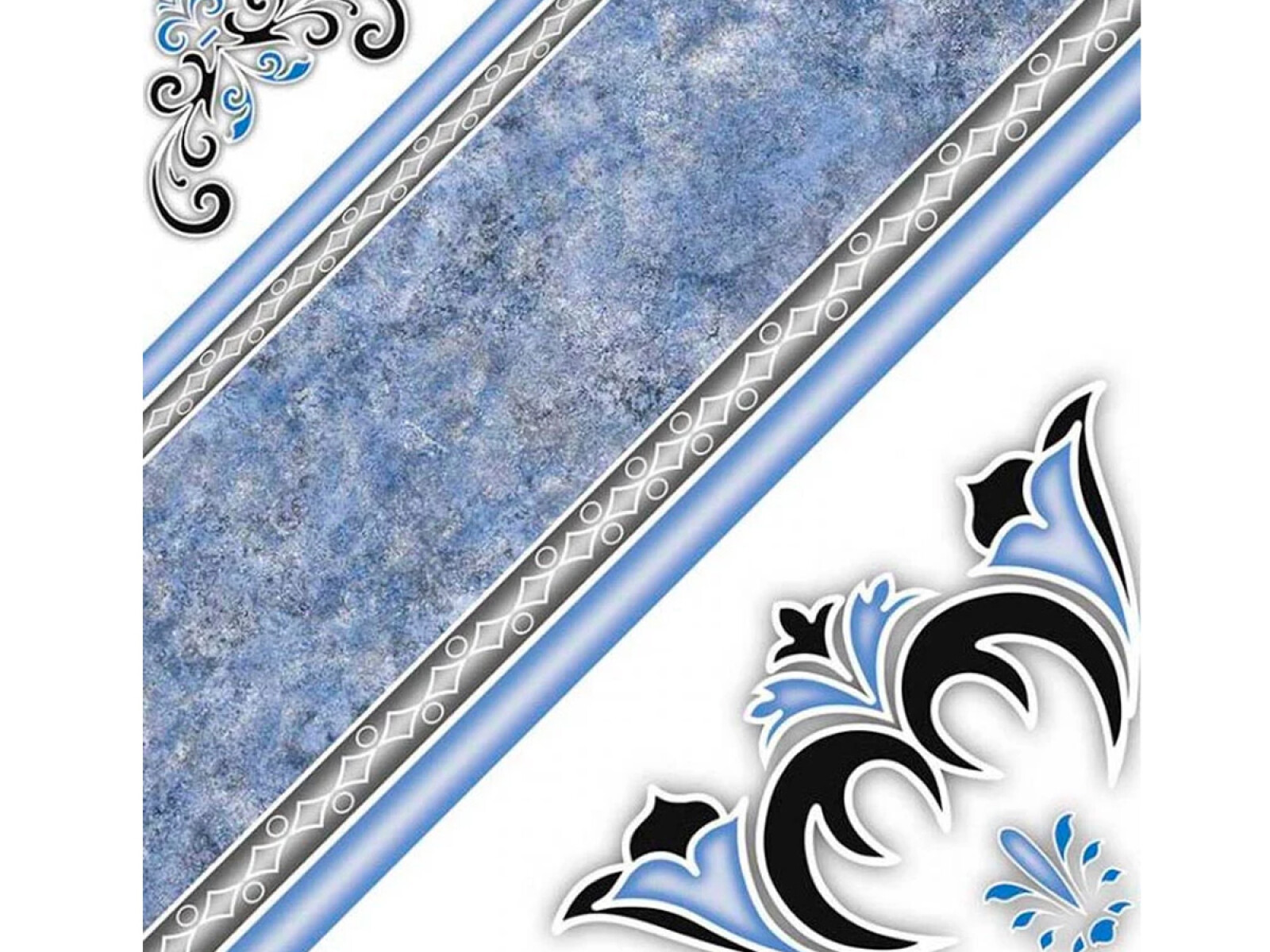 Ceramica Geometrica 45X45 Brillante Azul Decorada 