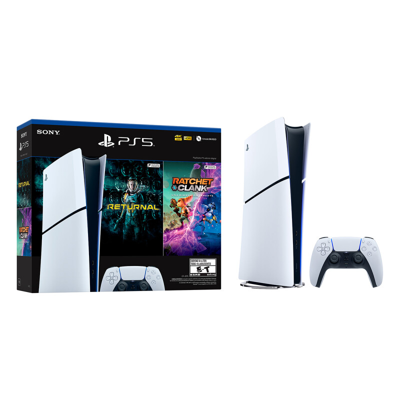 Consola PS5 PlayStation 5 Digital Sony Slim + 2 Juegos Consola PS5 PlayStation 5 Digital Sony Slim + 2 Juegos