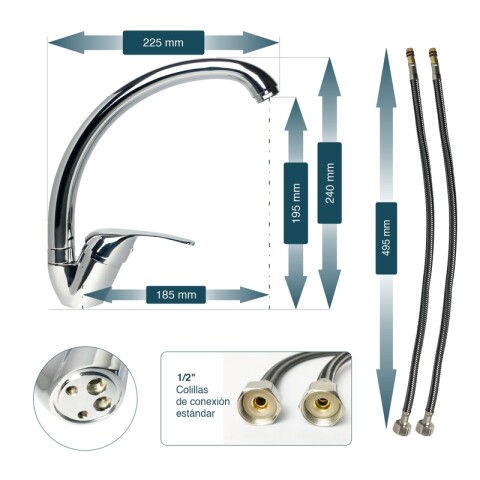 Kit de Cocina Bajo Mesada Pileta Central Mueble Aéreo 3 Puertas y Grifería de Mesada Pico Alto Kit de Cocina Bajo Mesada Pileta Central Mueble Aéreo 3 Puertas y Grifería de Mesada Pico Alto