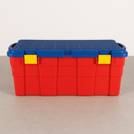 CAJA BAUL ORGANIZADOR 100LTS WENCO ROJO-AZUL 94X45X40CM CAJA BAUL ORGANIZADOR 100LTS WENCO ROJO-AZUL 94X45X40CM