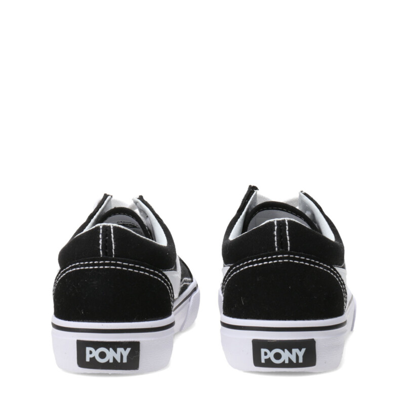 Championes de Niños PONY Casual Lona Gamuza Negro - Blanco