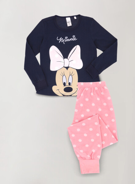 Pijama de niña de algodón minnie dots Azul