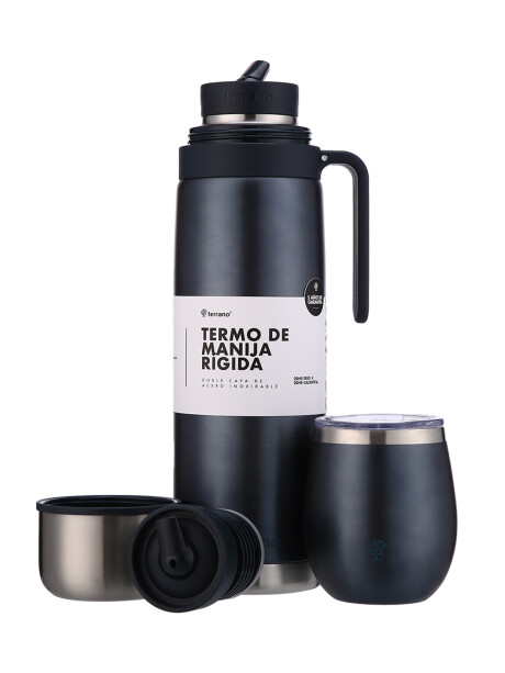 Termo Manija Rigida + Mate Acero Con tapa Azul Metalizado