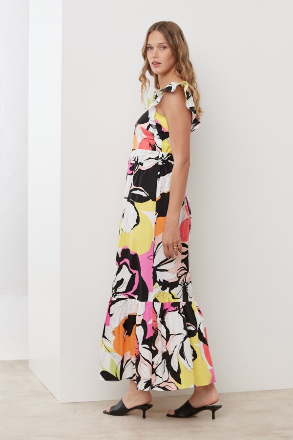 Vestido Maxi Flores MULTI/ROSA