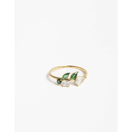 Anillo Con Cubic Zirconia Dorado
