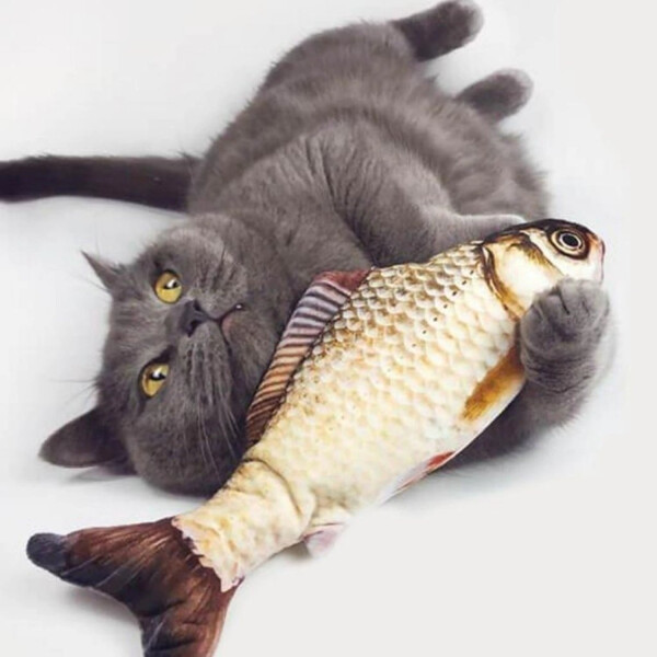 Juguete Gato Pescado Con Movimiento Interactivo Movil Variante Modelo Cola Negra