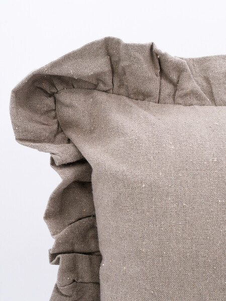 FUNDA ALMOHADON VOLADO TOSTADO