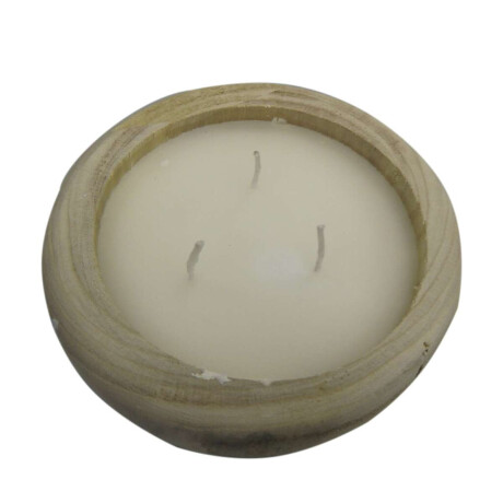 Vela Redonda con Soporte de Madera 19 x 6 cm