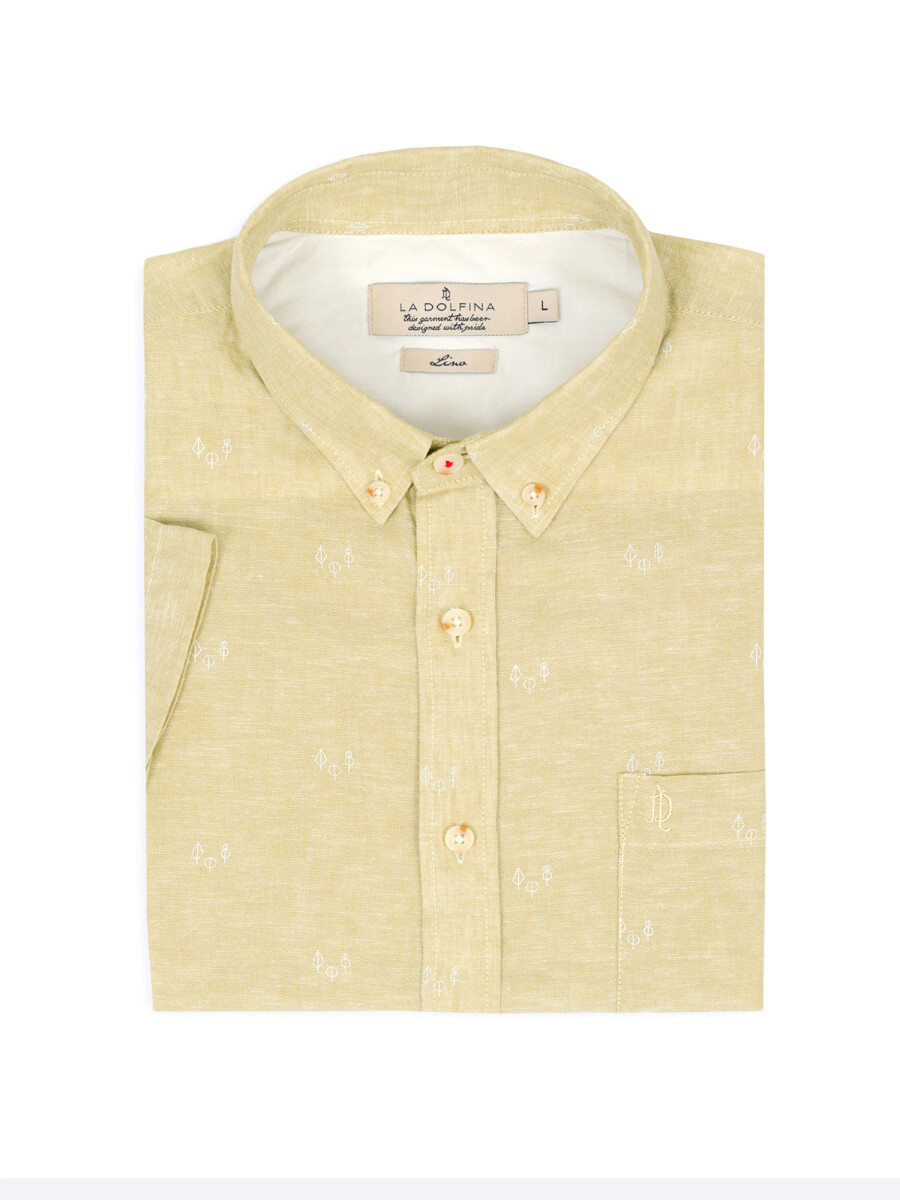 Camisa lino estampada - verde 