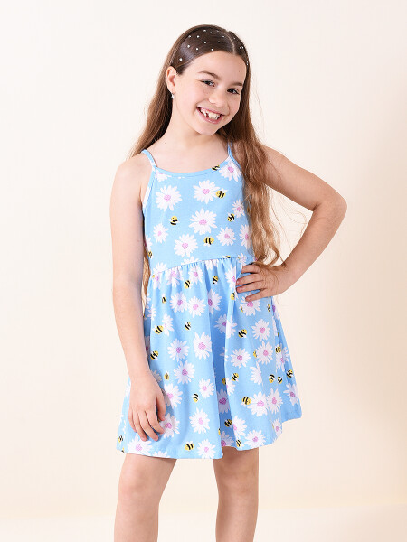 VESTIDO POPURRI CELESTE