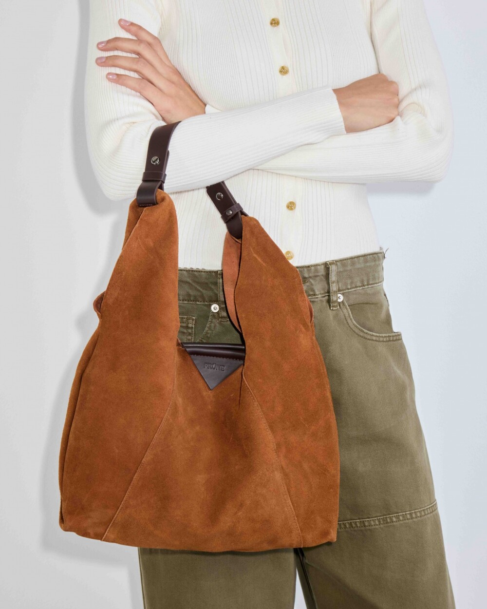Cartera al hombro The Shopping en cuero gamuza Oxido