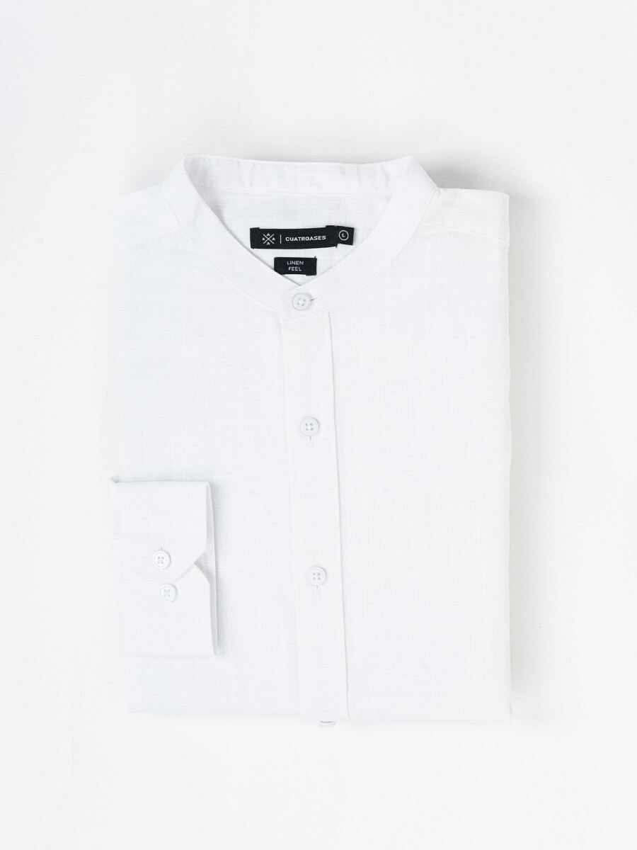 Camisa m/l efecto lino - blanco 