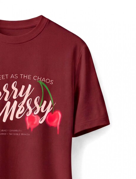 CAMISETA DE MANGA CORTA CON ESTAMPADO BORDEAUX