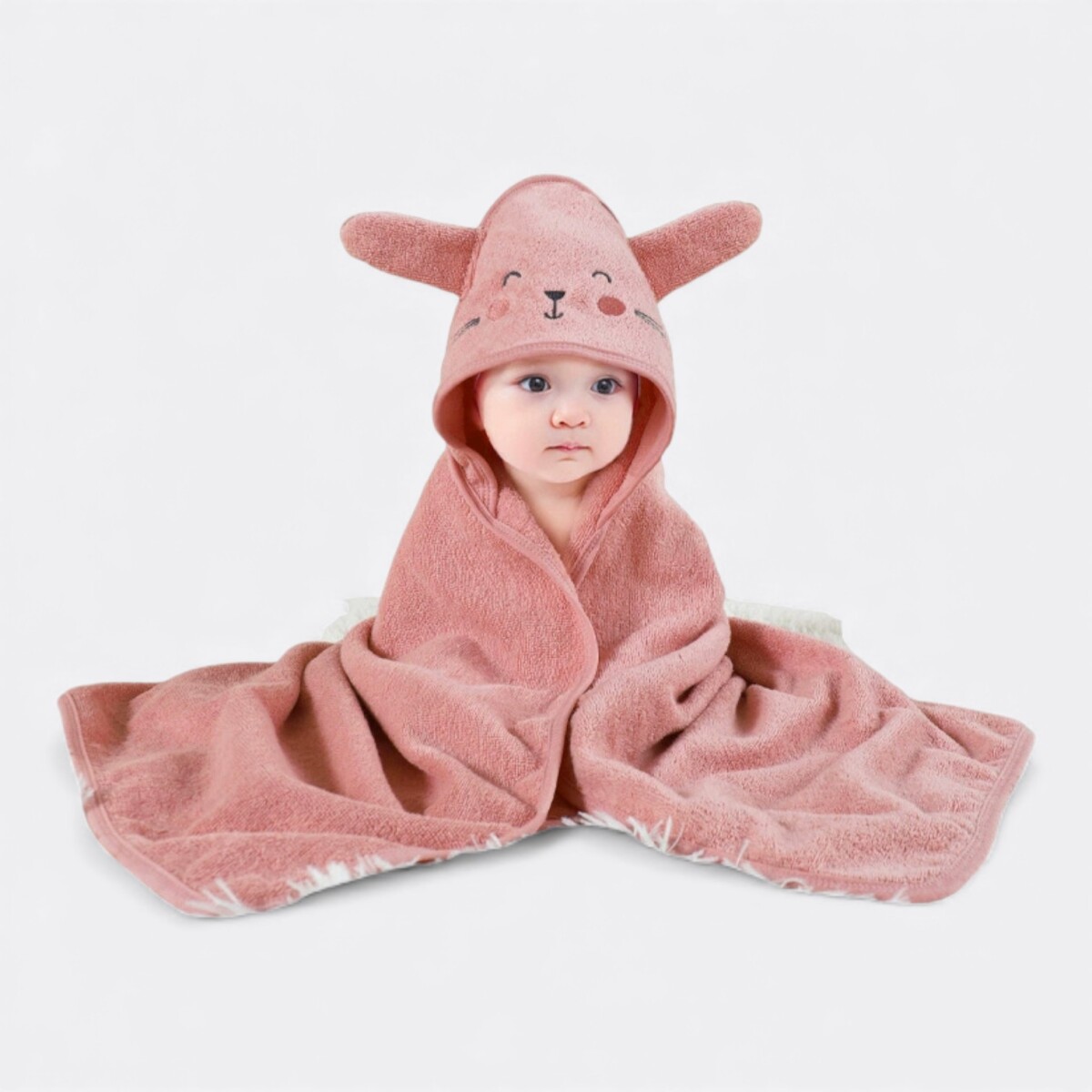 Toalla Para Bebé Con Capucha - Conejo Rosa 