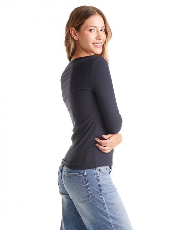 Remera Basica Ribs MARINO