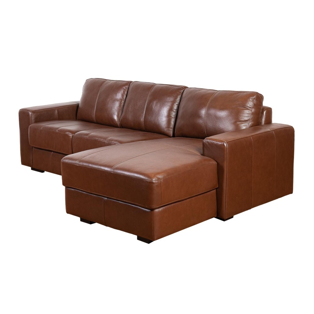 SOFA C/CHAISE MÁS DE 4 CUERPOS CUERO-100-NATURAL MARRON TEXAS CARAMELO