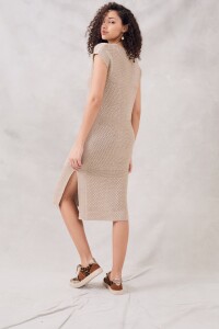 Vestido Tejido Lurex Crudo