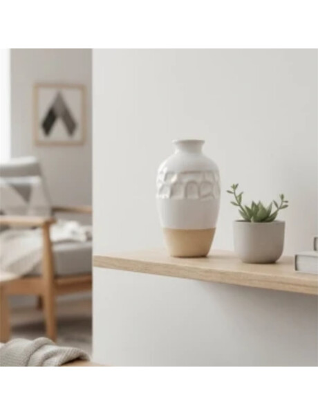 FLORERO JARRON 8.5x8.5x14.5CM CERAMICA BLANCO/NATURAL FLORERO JARRON 8.5x8.5x14.5CM CERAMICA BLANCO/NATURAL