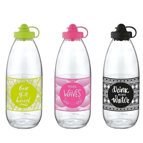 Botella en Vidrio Decorada con Tapa 1000Ml Ufo Renga Negro
