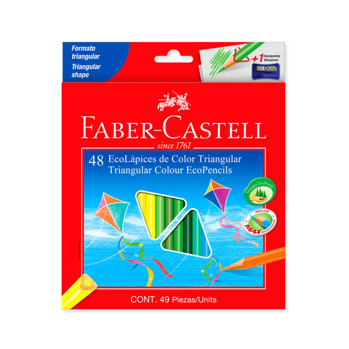 Lápices de Colores FABER CASTELL Largos Triangulares x48 