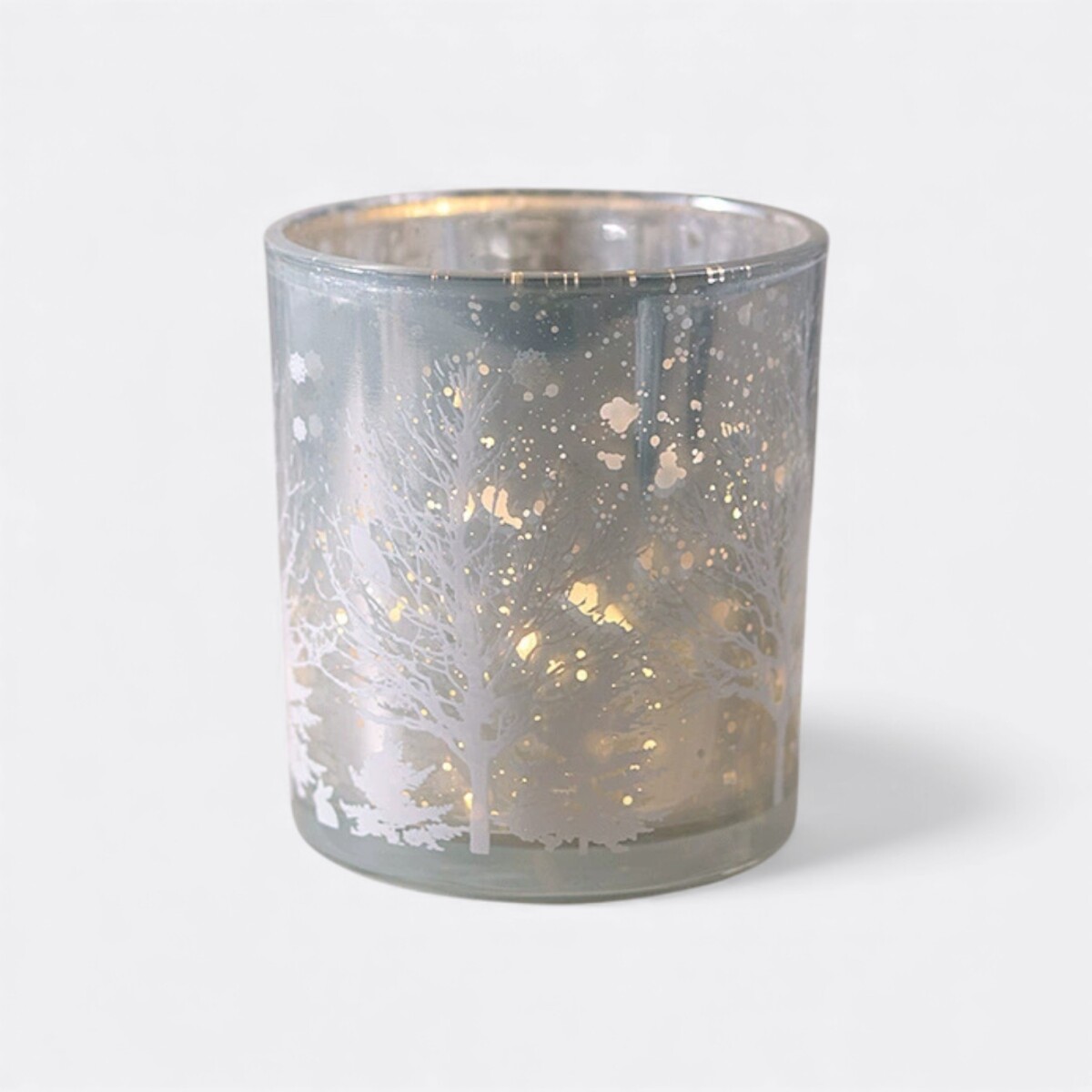 Porta Vela Navideño Glitter - Blanco 