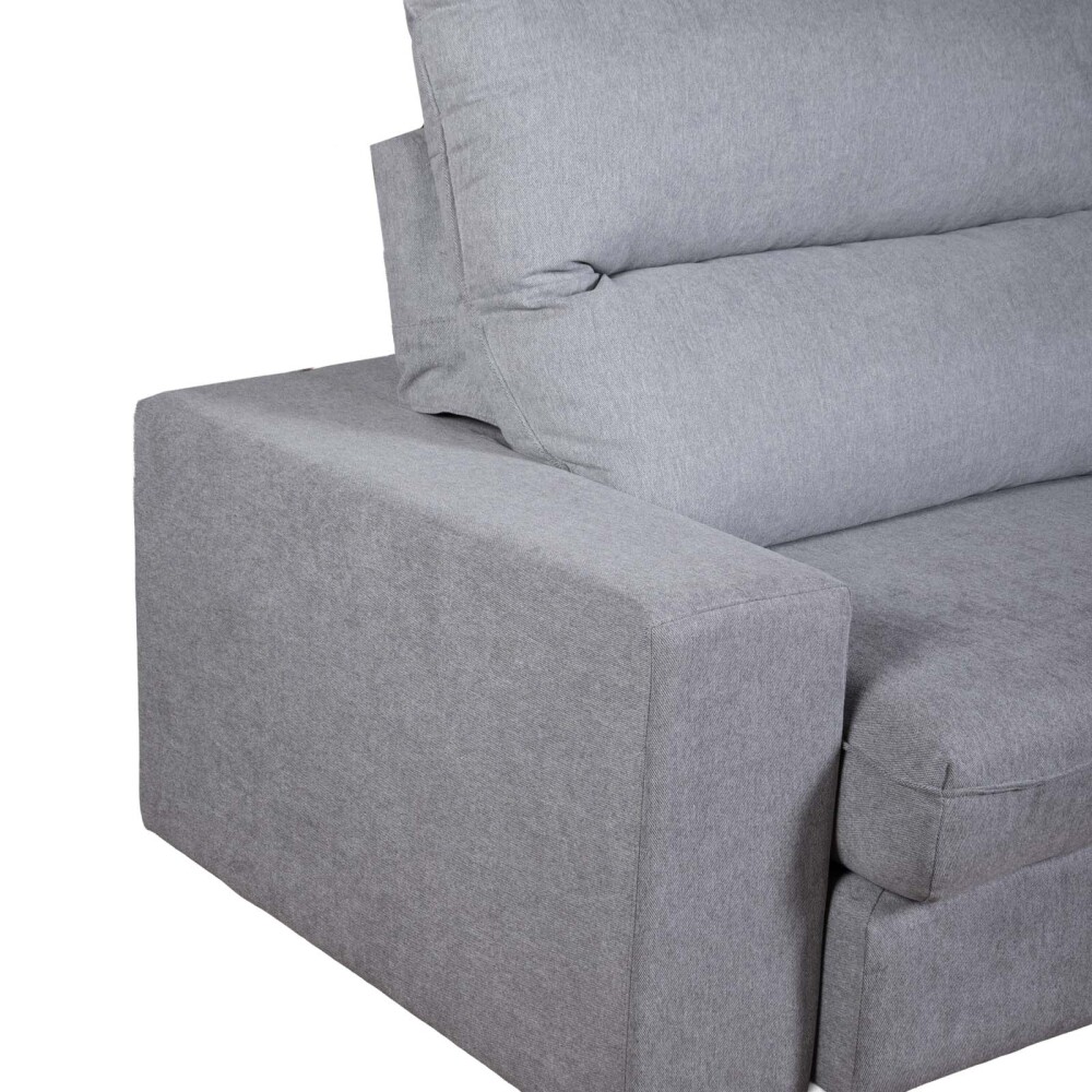 SOFÁ C/CHAISE 3 CUERPOS TELA GRIS BOREAL