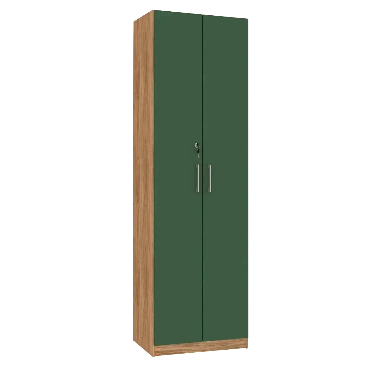 ROPERO 2 PUERTAS GUARDARROPA ARMARIO PLACARD CLOSET MULTIUSO CON LLAVE - COLOR MADERA VERDE 