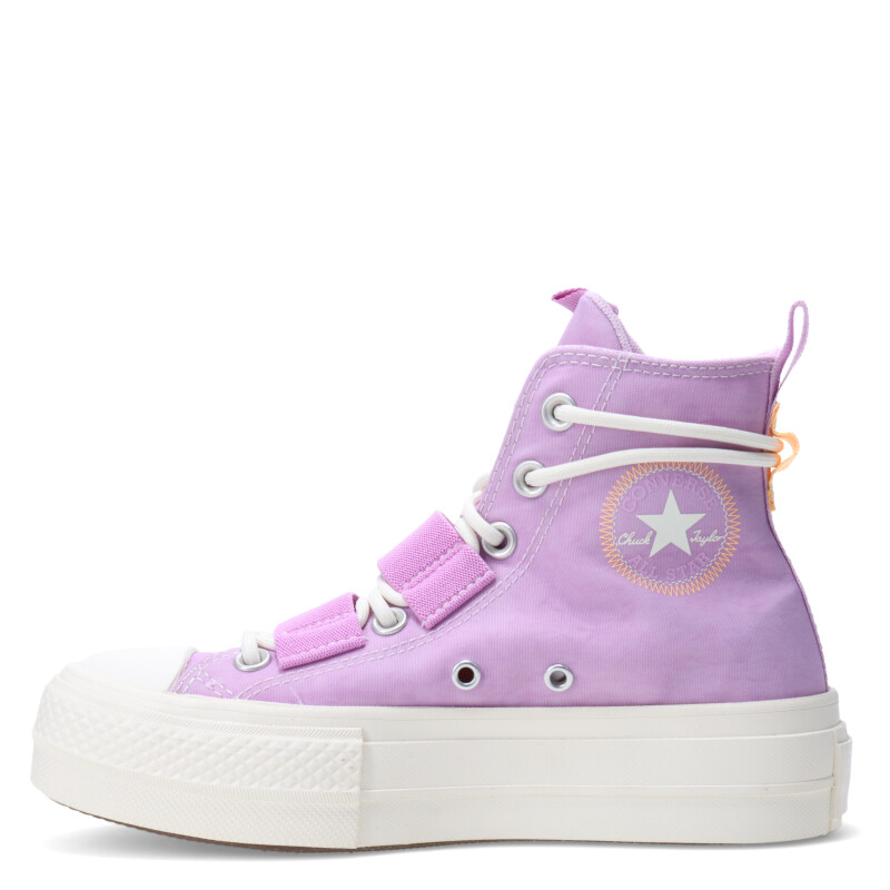 Championes de Mujer Converse Chuck Taylor Lift Hi Lila - Blanco