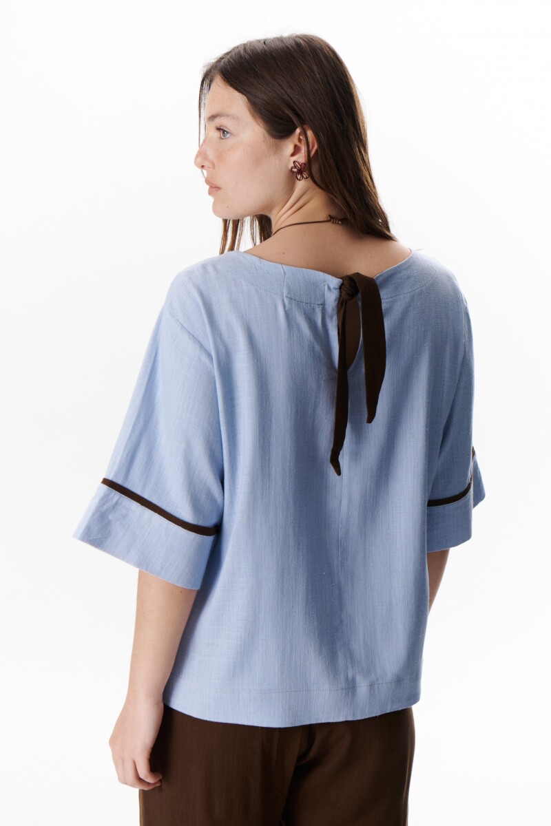 BLUSA LINO ATAR CELESTE