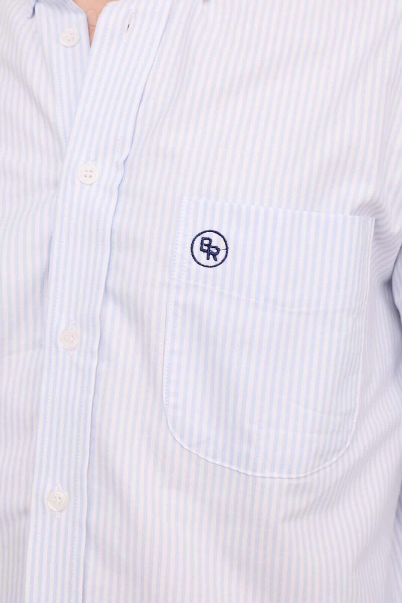 Camisa Oxford Rayada Brixton Celeste