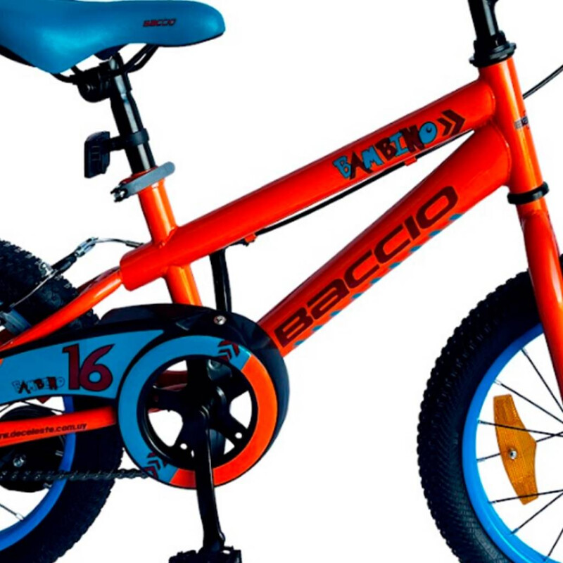 Bicicleta Niño Baccio Bambino Rodado16 Color NARANJA Y AZUL