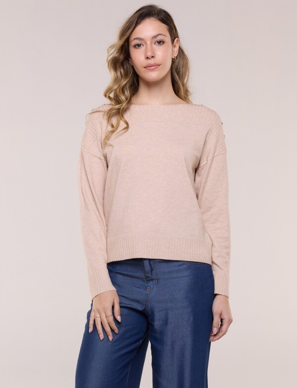 Buzo Tejido Con Tachas BEIGE