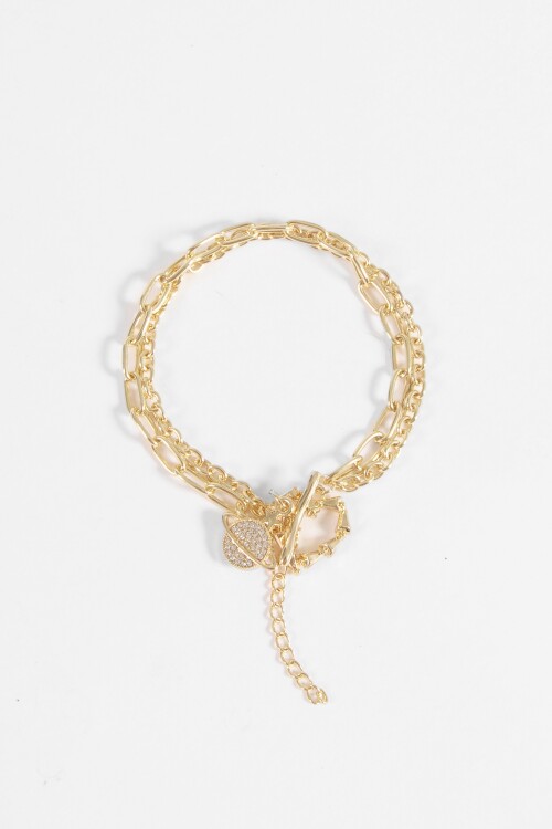 Pulsera acero saturno dorado