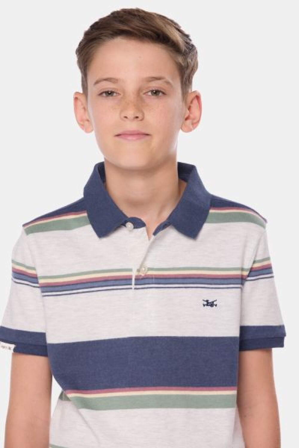 REMERA POLO RAYADA DE ALGODÓN Gris