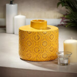 FLORERO ÉTNICO CERÁMICA 17X17X15.5CM AMARILLO FLORERO ÉTNICO CERÁMICA 17X17X15.5CM AMARILLO