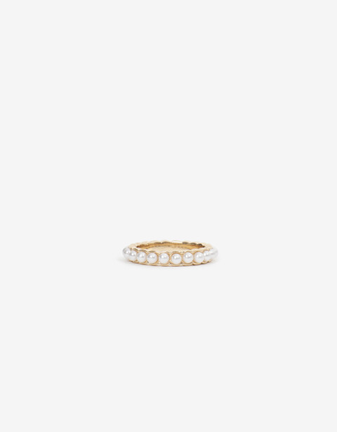 Anillos Medianos y Grandes Perla Anillo De Metal Con Perlas - Dorado
