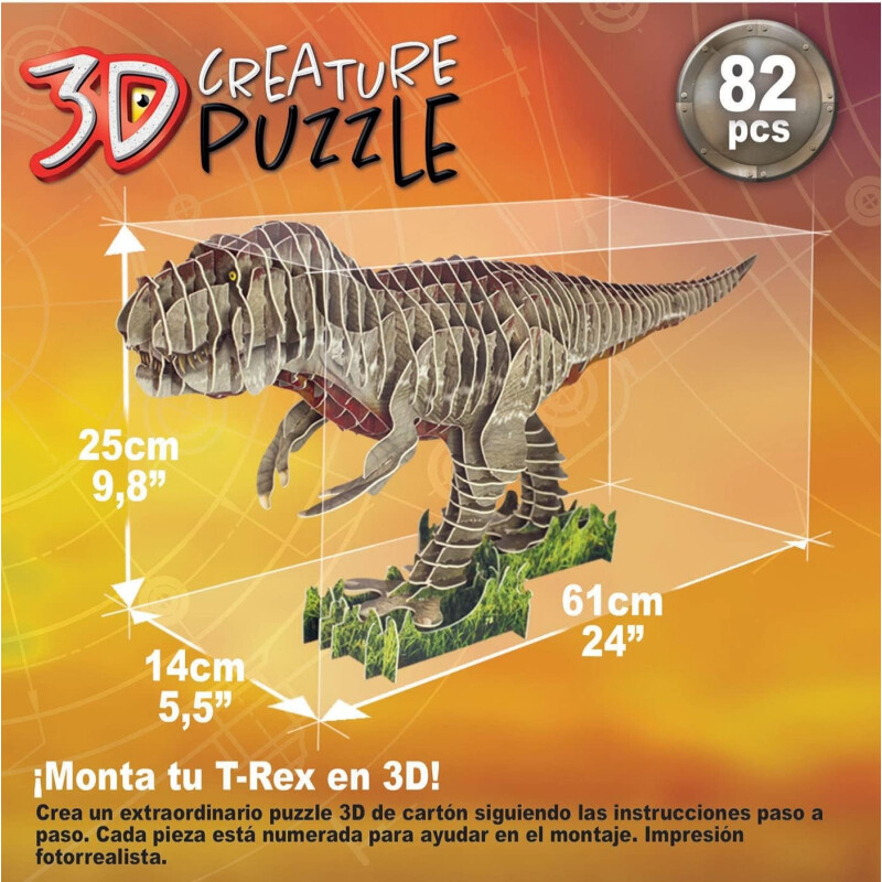 Juego De Mesa Puzzle 3d Educa Dinosaurio T-rex 82pc Juego De Mesa Puzzle 3d Educa Dinosaurio T-rex 82pc
